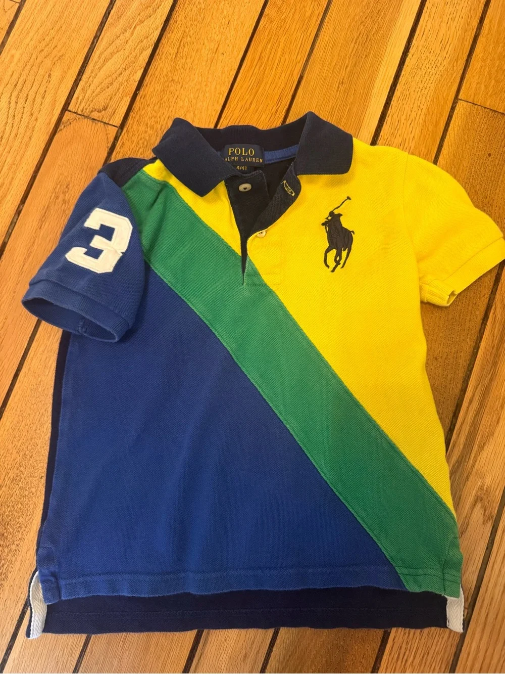 Polo by Ralph Lauren Boys' Diagonal Colorblock Polo - Yellow, Blue, Green